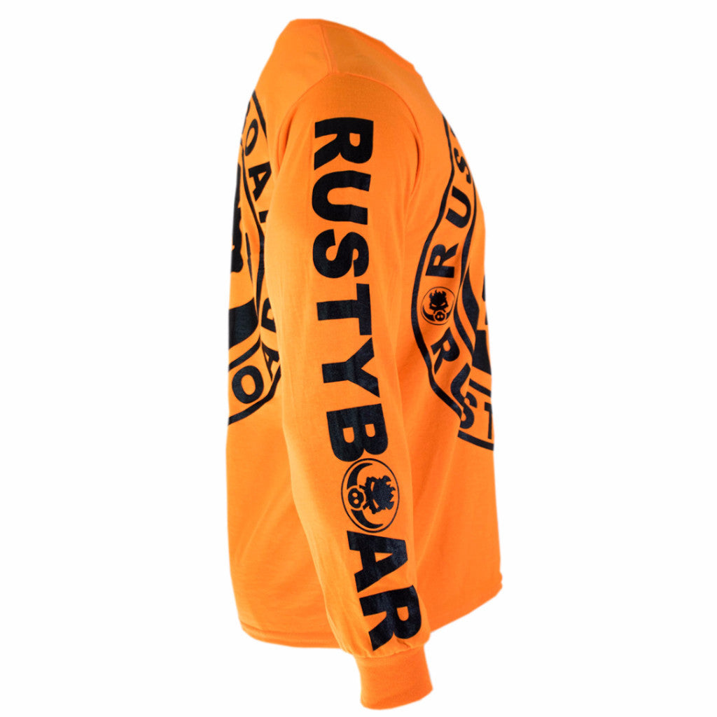 RUSTYBOAR Long Sleeve SAFETY ORANGE Logo T-Shirt