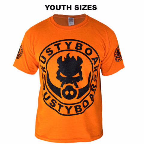 RUSTYBOAR Youth Short Sleeve SAFETY ORANGE Logo T-Shirt